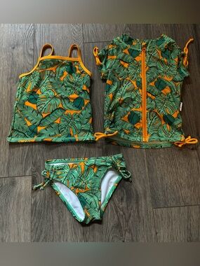SwimZip Toddler Girls Swimsuit Set with Rash Guard 2T